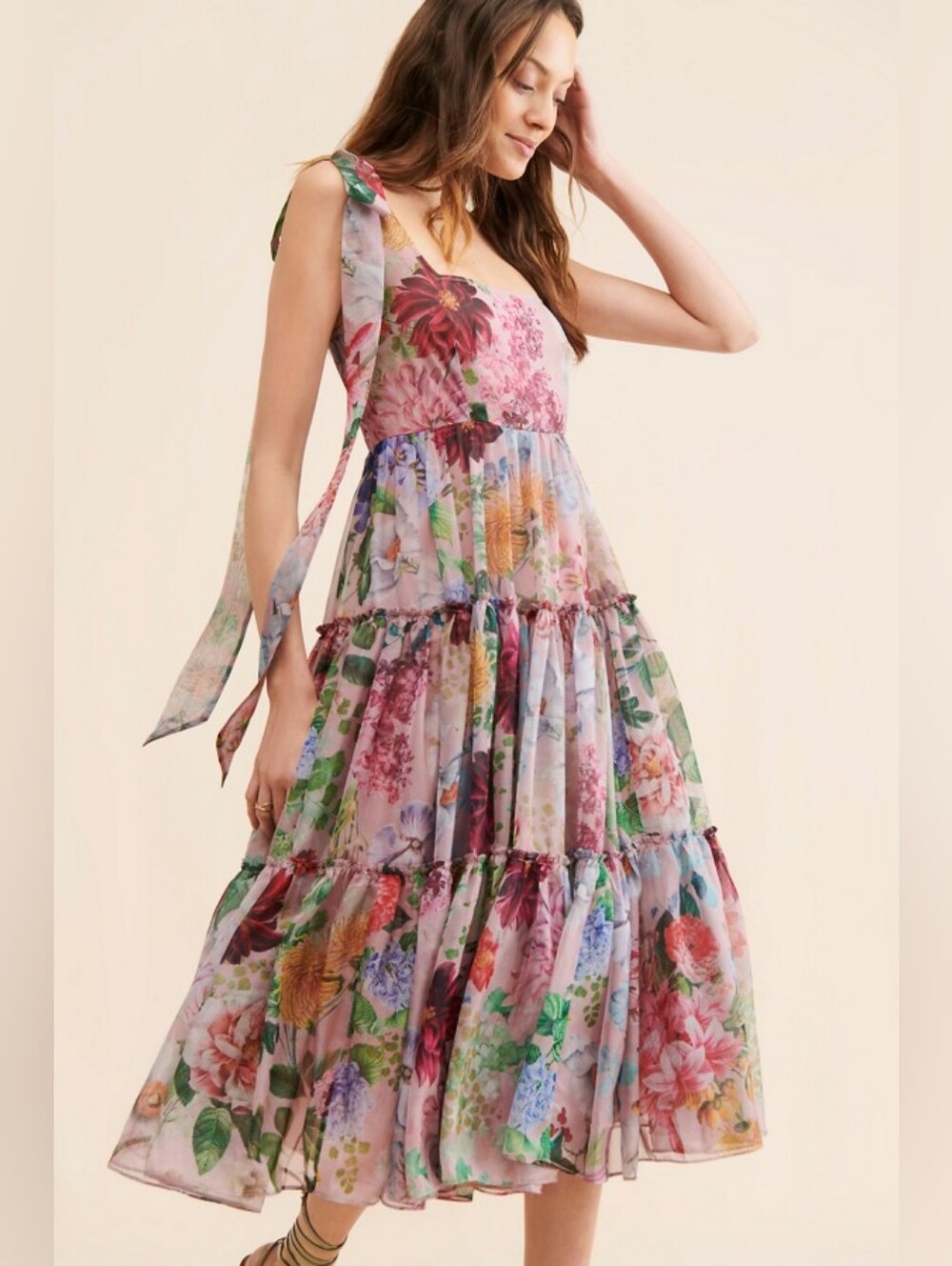 BHLDN Geisha Designs Isabella Floral Maxi Dress Multi Pink Floral For Anthropolo